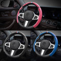 Carbon fibre steering wheel cover for BMW in sporty style with universal fit