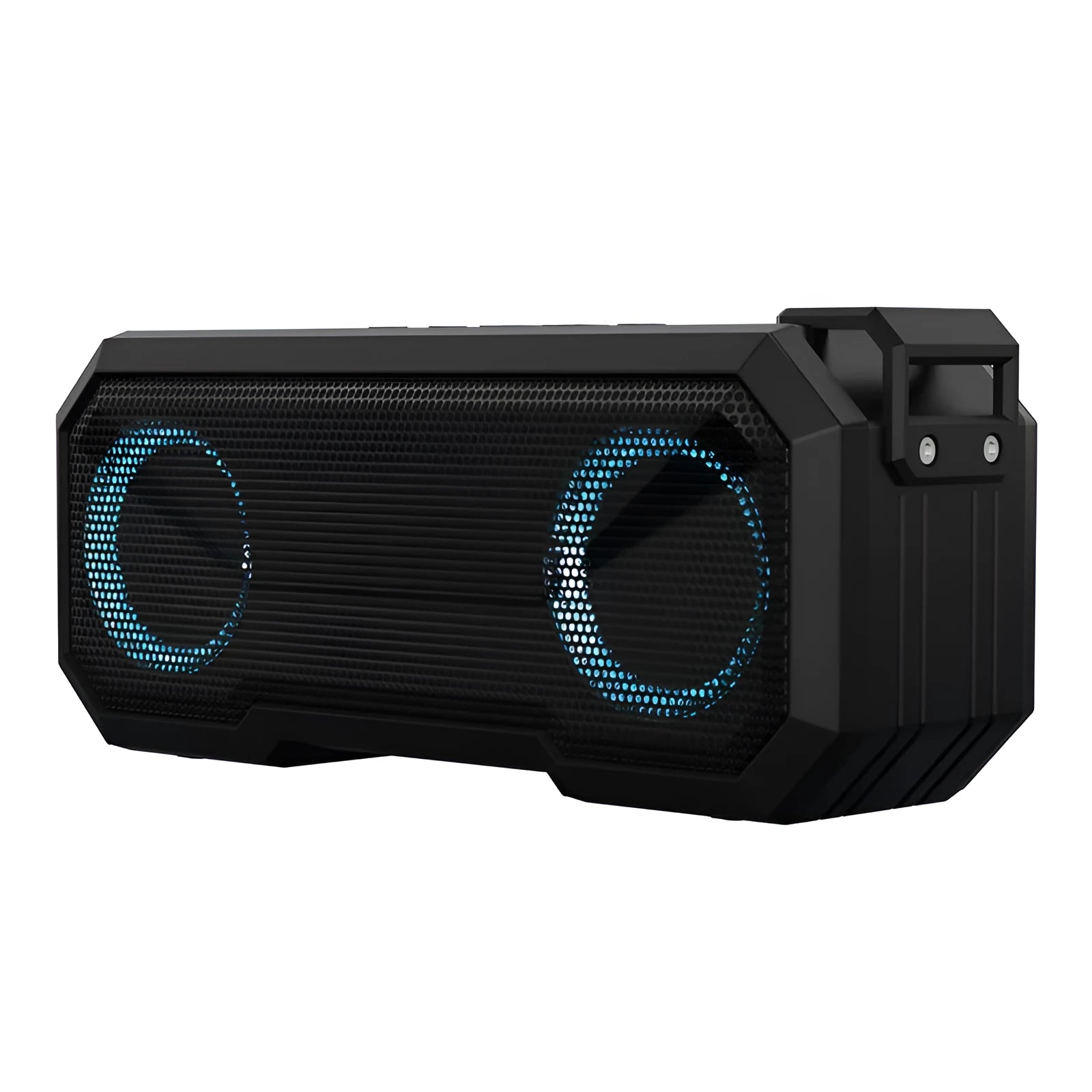 Waterproof colourful luminous outdoor wireless speaker with dual speakers and power bank in black