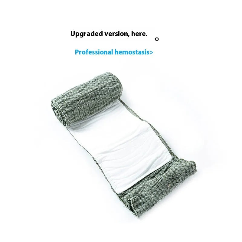 Portable outdoor hemostatic bandage and tactical gauze tape in 4 inch and 6 inch sizes.