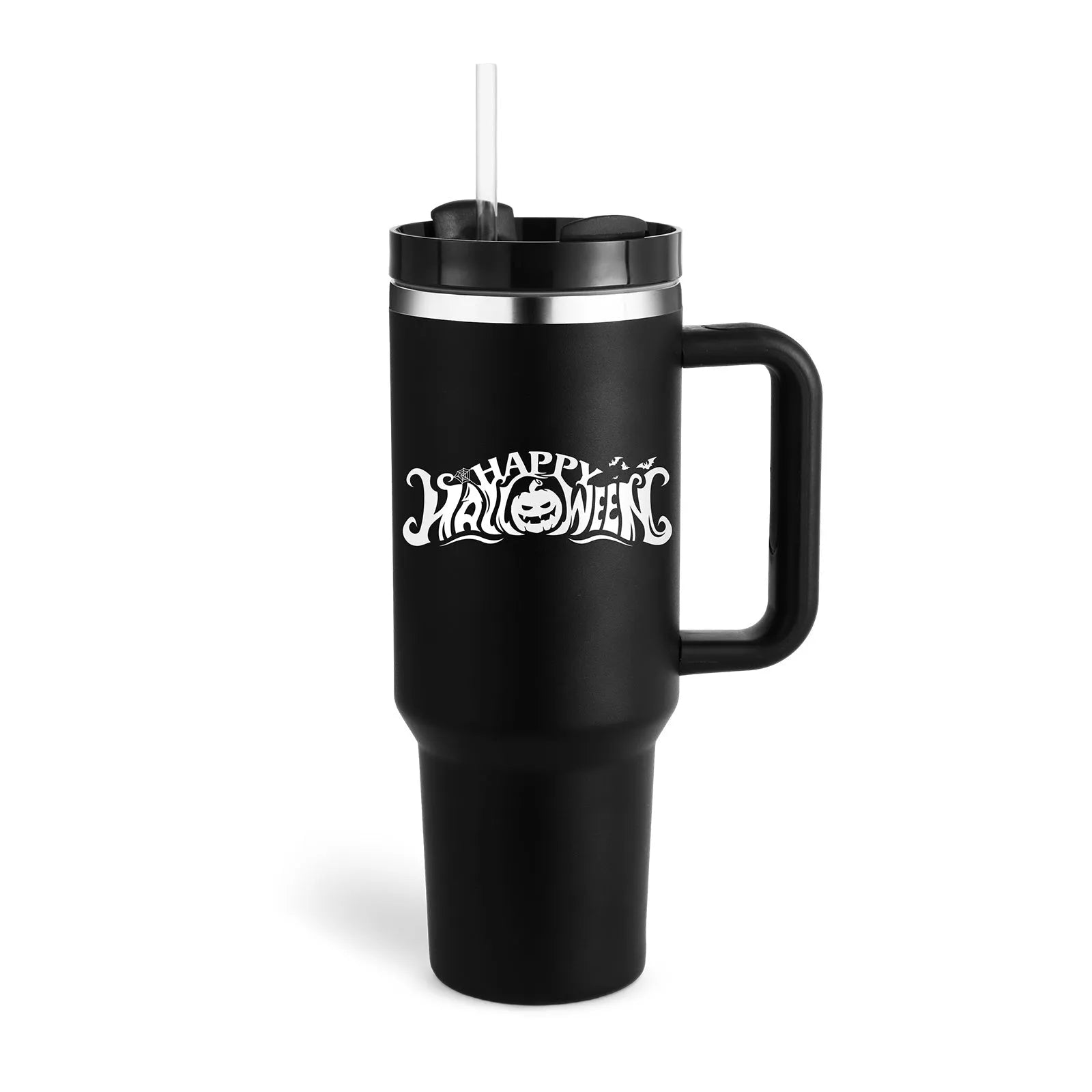 40 oz stainless steel insulated tumbler with handle and straw in multiple colours