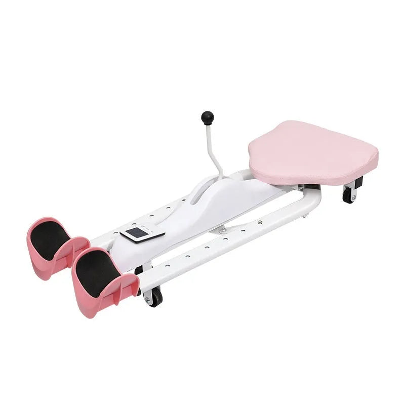 Steel frame leg stretching equipment with foam padding in blue colour with backrest