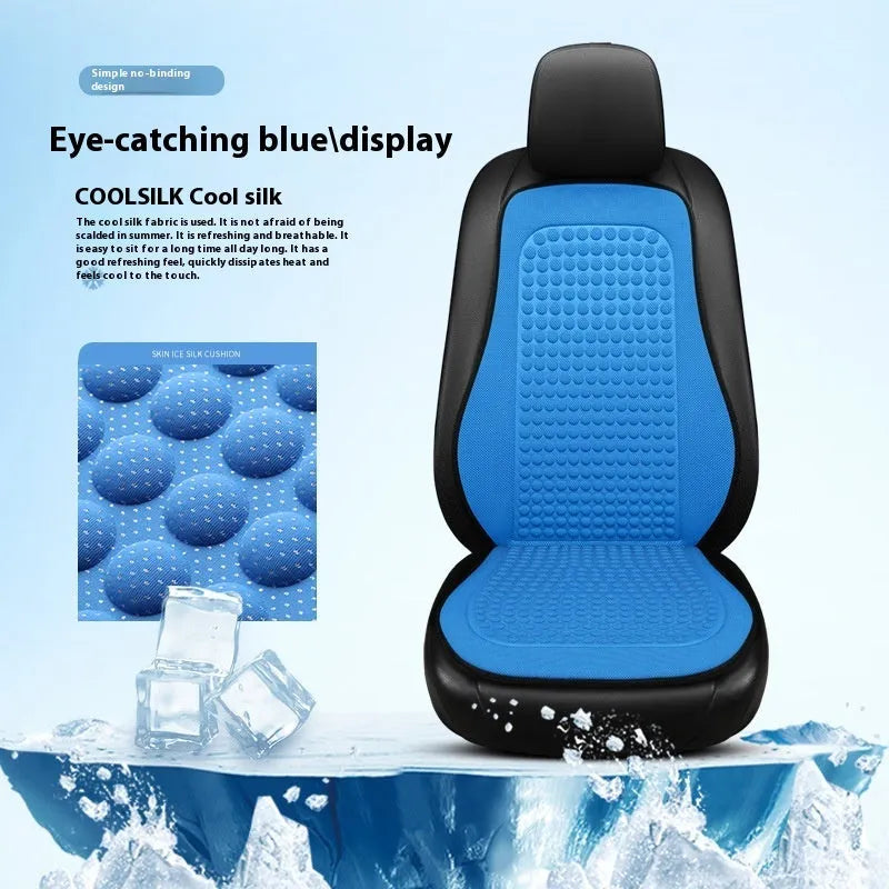Cool Silk tie-free car seat cushion with massage function in carbon black for single seat