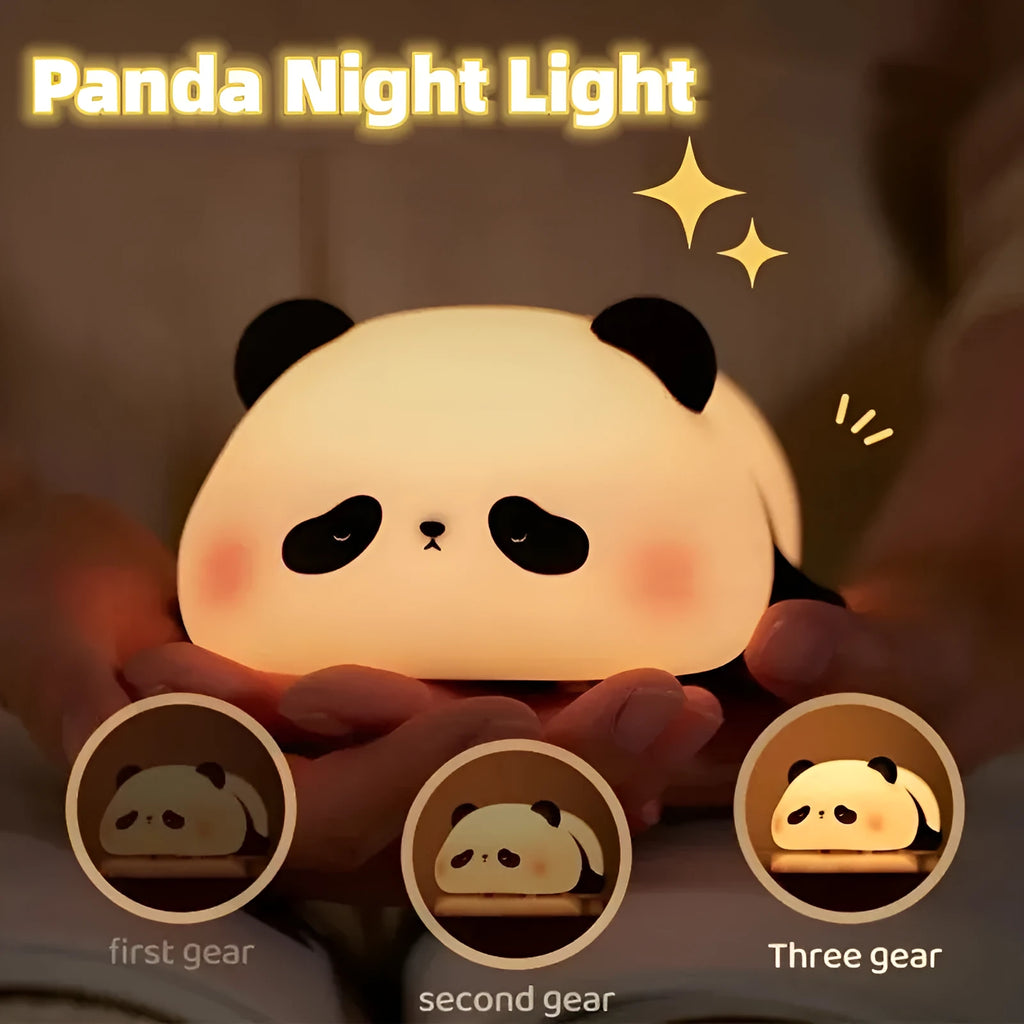 Cartoon panda-shaped silicone night light for kids with rechargeable battery