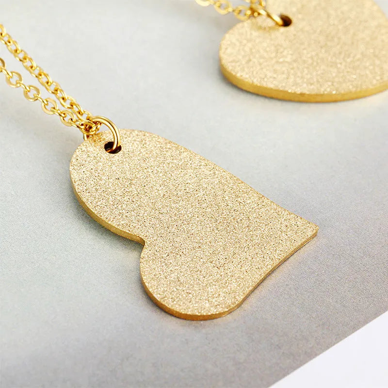 Geometric heart-shaped titanium steel pendant necklace in colour KN25736-Z