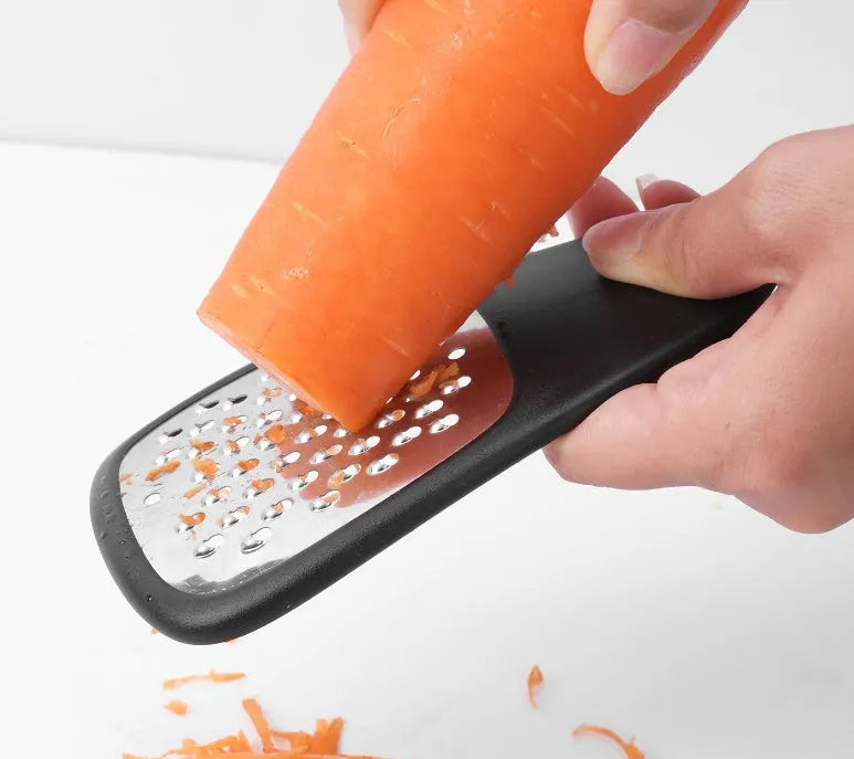 Six kitchen widgets and cleaning brush in modern colour box, made from stainless steel and PP materials