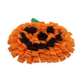 Orange pet slow feed training mat with textured fleece surface for anti-choke feeding
