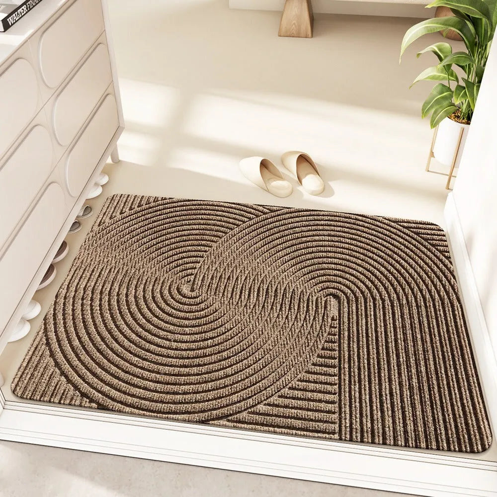 Silk ring alien-shaped entrance floor mat with cartoon anime pattern in blue, 60cm by 90cm