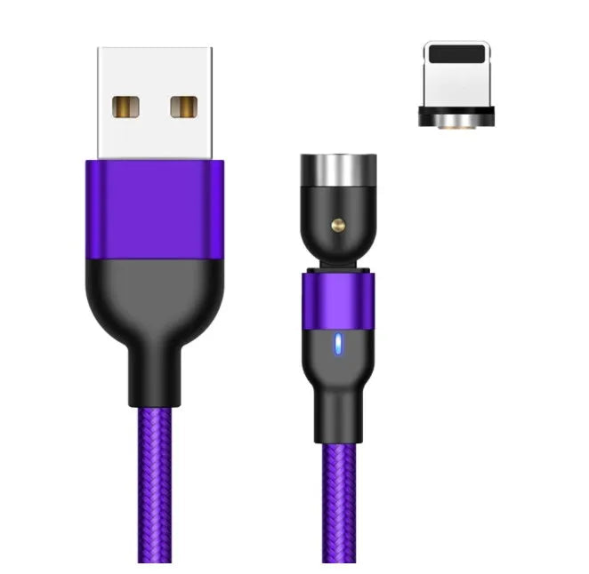 Essager rotating magnetic USB charging cable with blue LED light showing 540° rotation capability