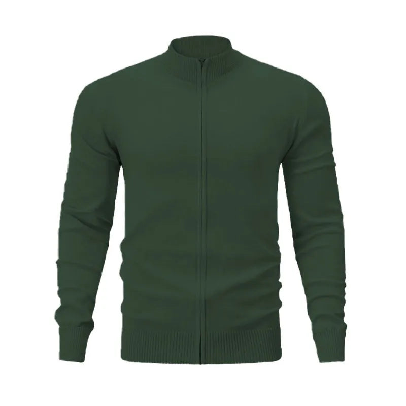 Men's cotton zip-up hoodie with stand collar in loose fit casual style