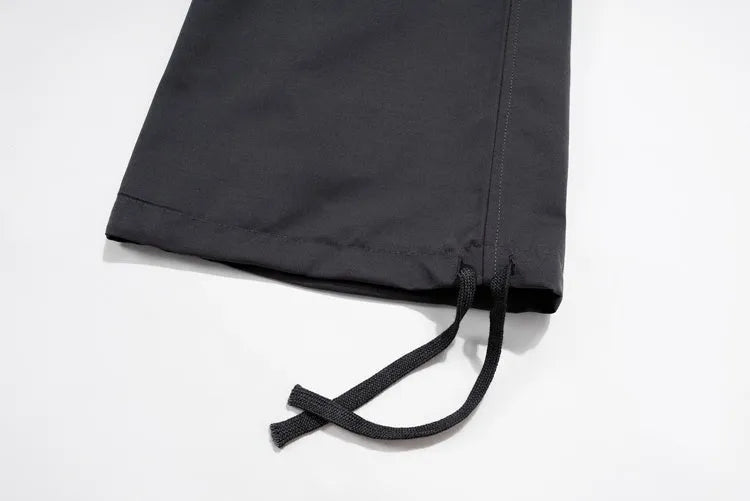 Multi-pocket contrast zip casual baggy pants in Dark Grey cotton, loose fit and mid-waist design