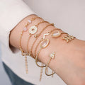 Golden spot drill arrow and water drop shaped bracelet set with six zinc alloy pieces