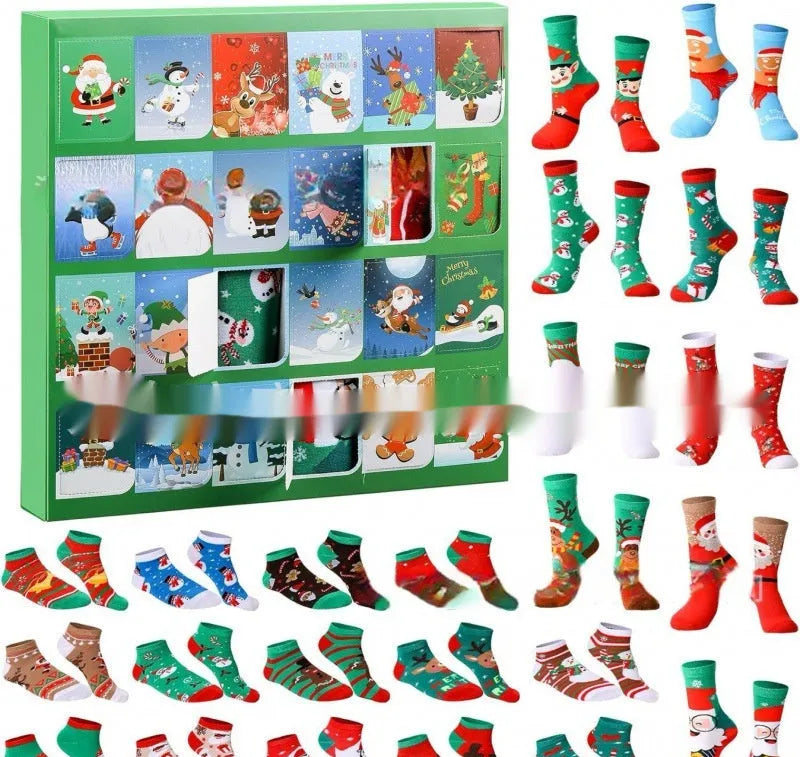 Christmas Socks Blind Box containing one mini resin or plastic stocking ornament from styles A-G.