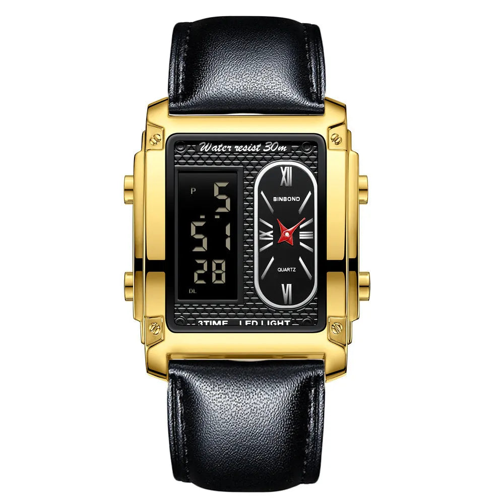 Men's creative steel belt electronic watch with black steel surface and multi-functional display