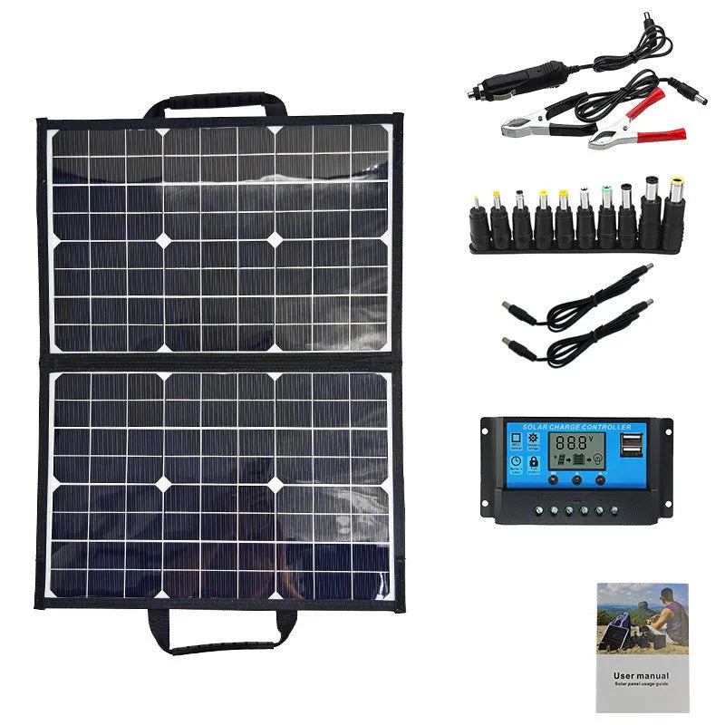 Black 40W single crystal solar panel in folding bag format for portable outdoor charging
