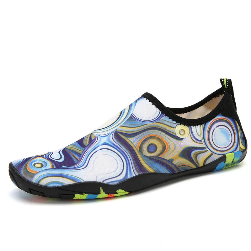 Beach wading shoes in blue colour with Lycra fabric upper and EVA midsole for water sports
