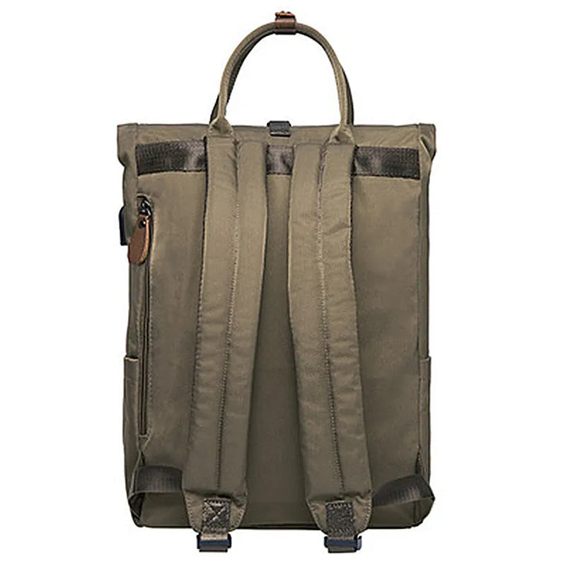 Casual polyester backpack with laptop compartment in black, dark grey, or green colours