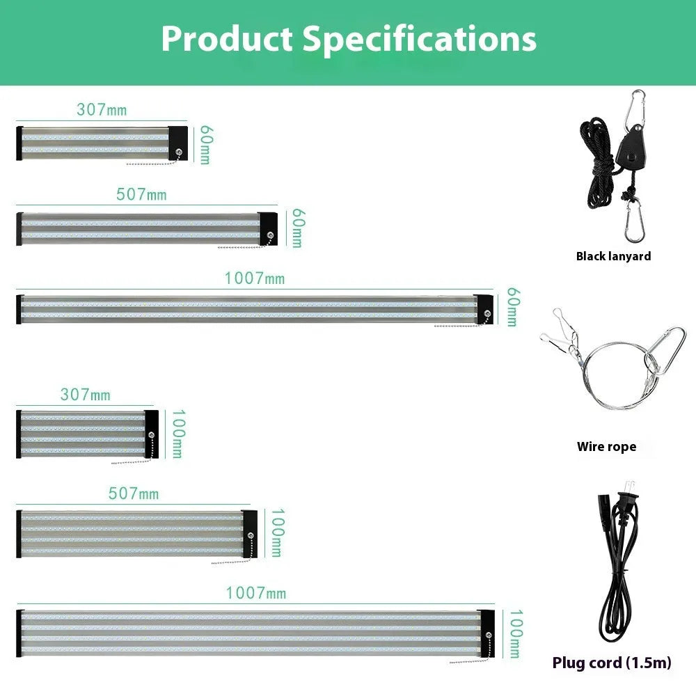 Full spectrum LED grow light bar with 384 lamp beads for indoor succulent and hydroponic plants, PC shell, UK plug