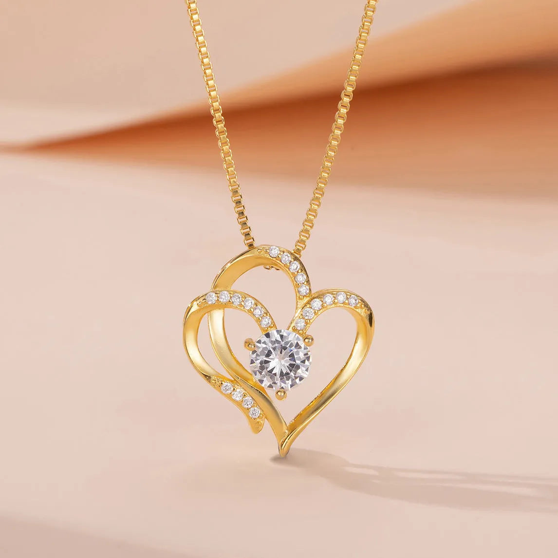 Women's 925 silver heart necklace in rose gold, white gold, or yellow gold colour.