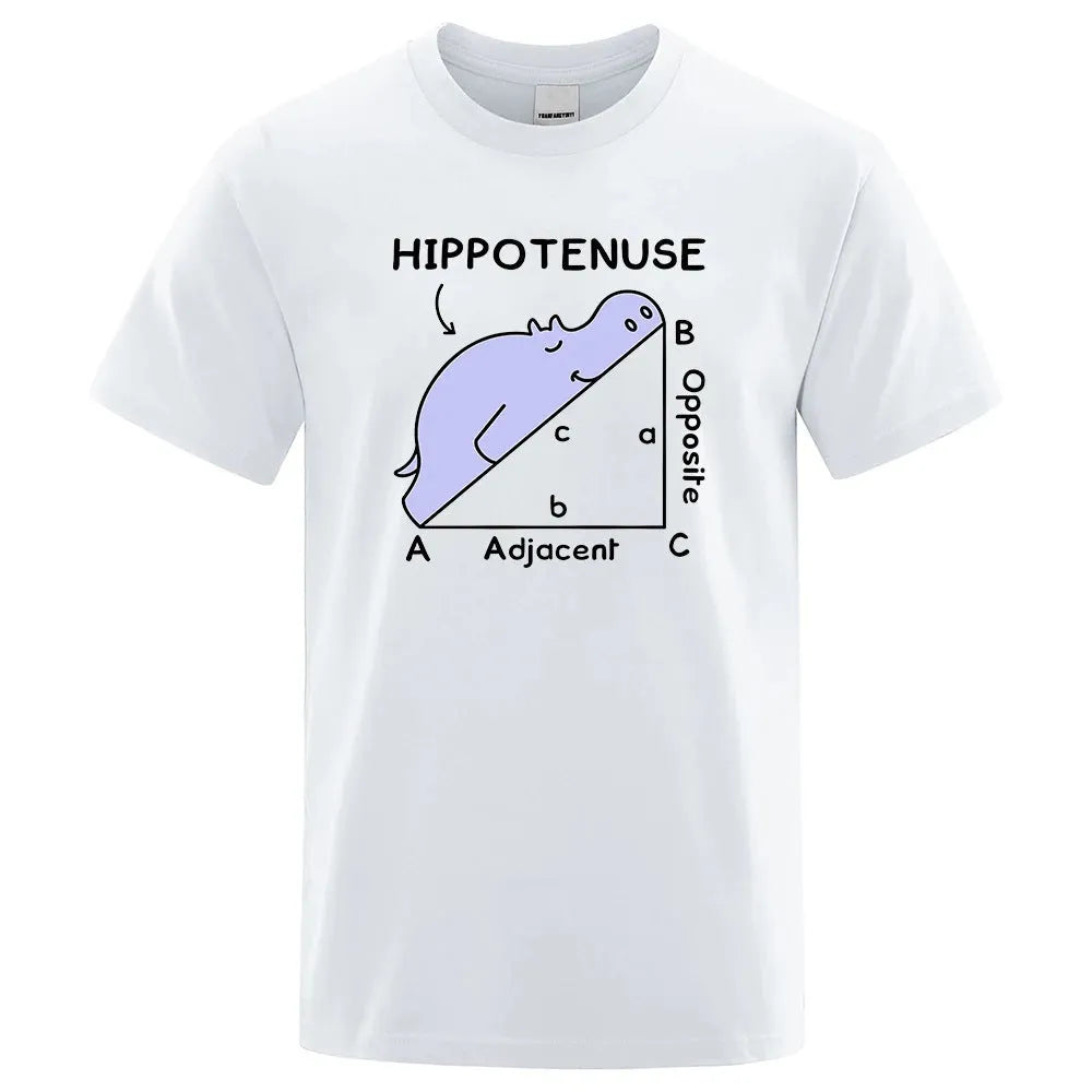 Hippotenuse Opposite Adjacent funny printed loose-fit cotton t-shirt in army green colour.