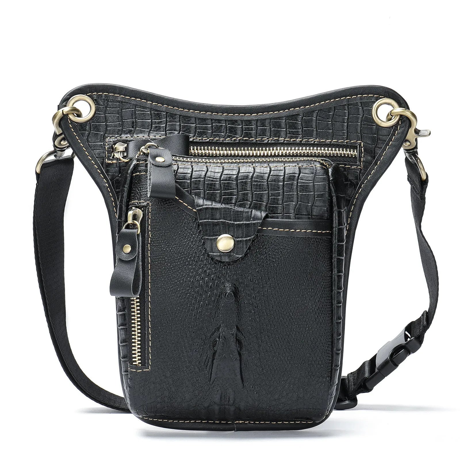 Retro brown crazy horse leather satchel bag for men with flap closure.