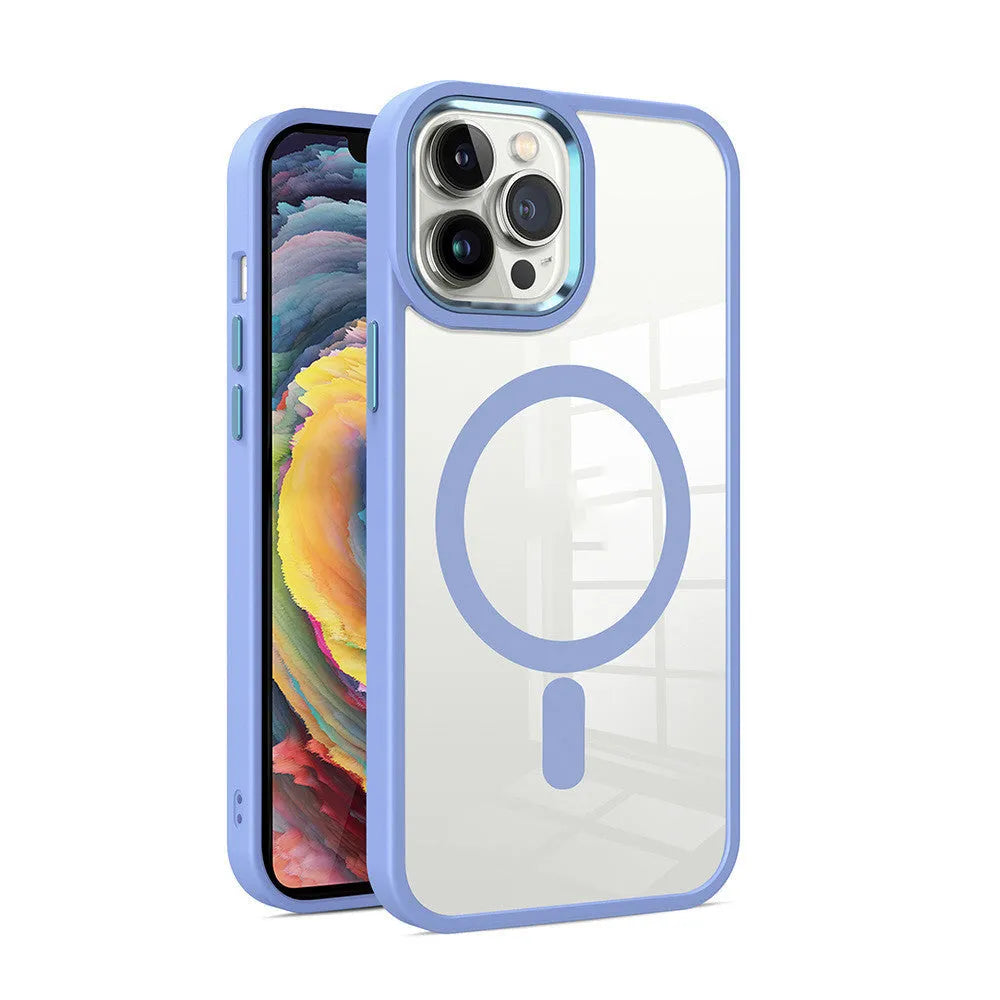 Magnetic transparent silicone phone case for iPhone models in multiple colour options