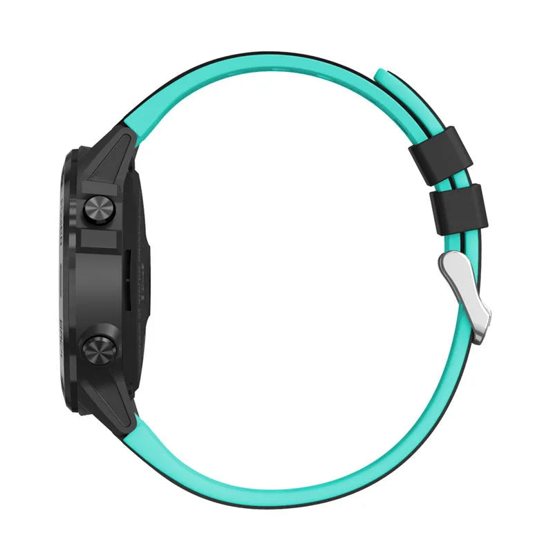 Blue outdoor sports smart watch with 1.3-inch screen and silicone wristband on a wrist.