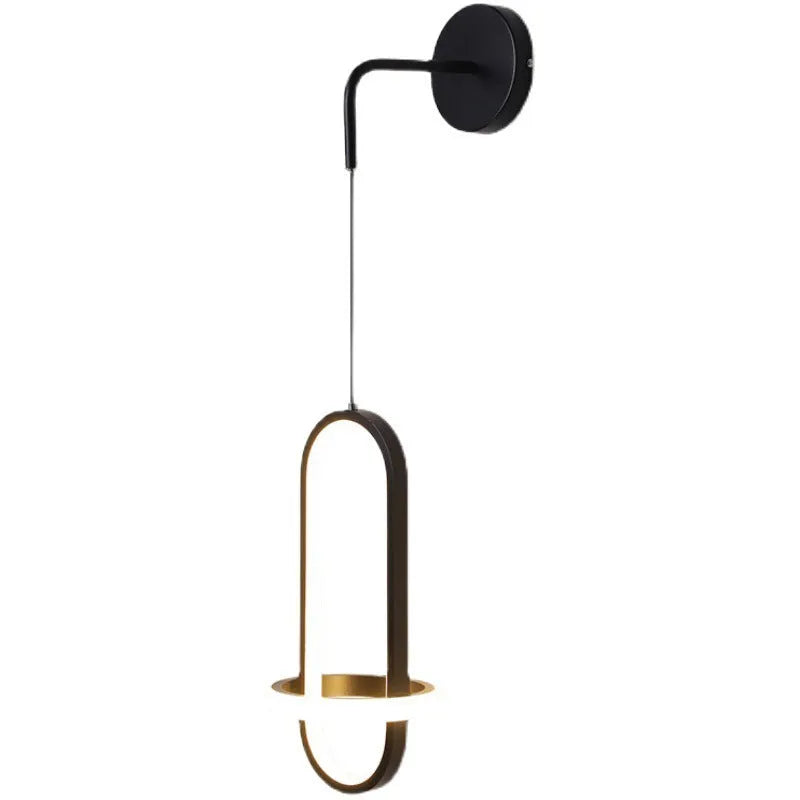 Nordic wall lamp with iron shade in gold finish for bedroom bedside accent lighting