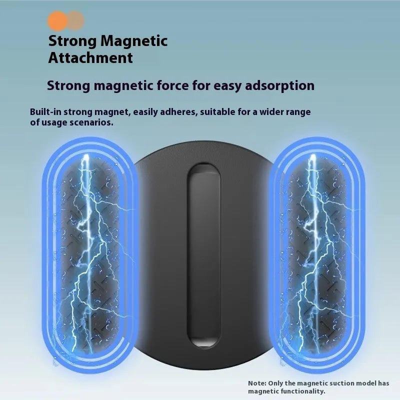 White round section Bluetooth tracker with strong magnetic suction on a metal surface, compatible with smartphones for anti-loss tracking
