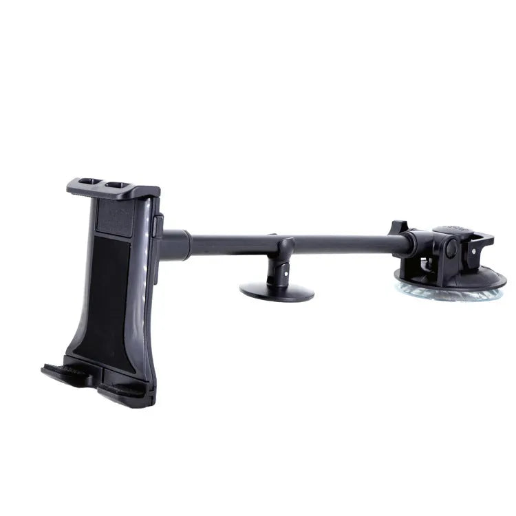 Black vehicle-mounted tablet and phone holder with long-rod suction cup for 4-12 inch devices