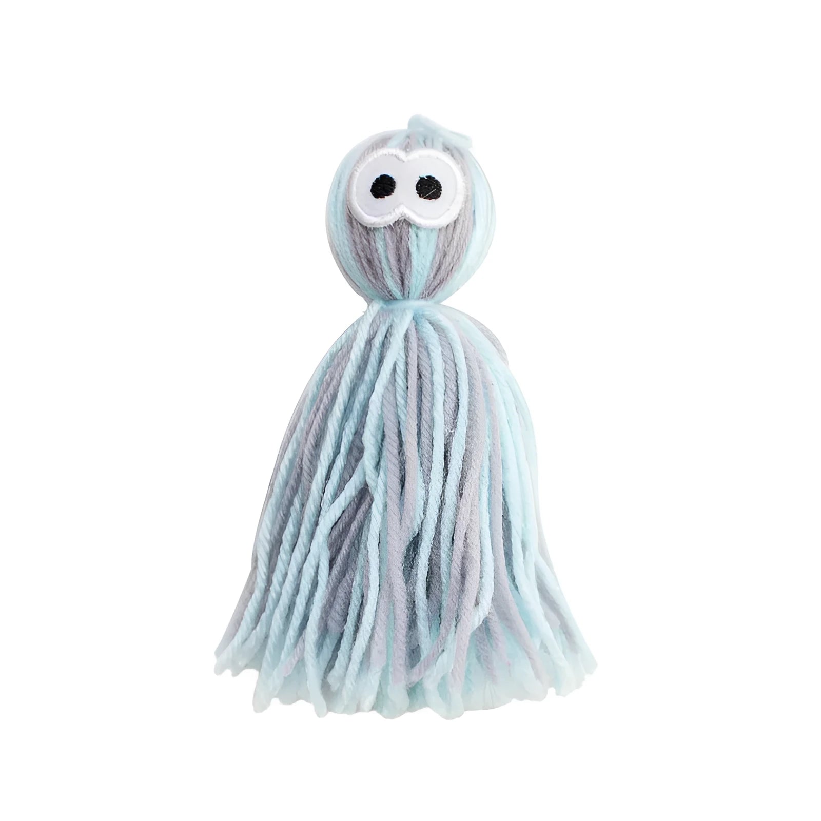 Hanging cat toy with wool ball and teaser stick in multiple colour options