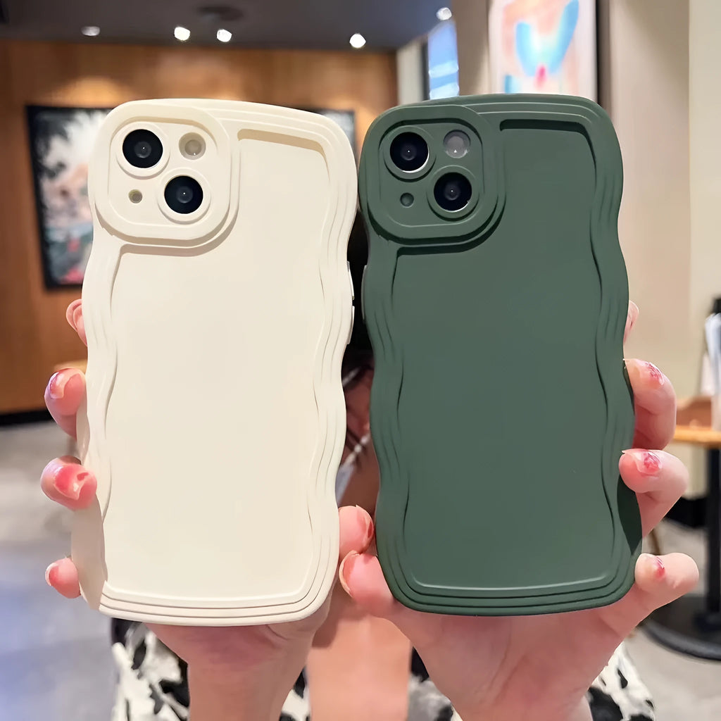 Big Wave Simple Anti-fall silicone phone case in solid colour for Apple iPhone, rear view showing camera cutout