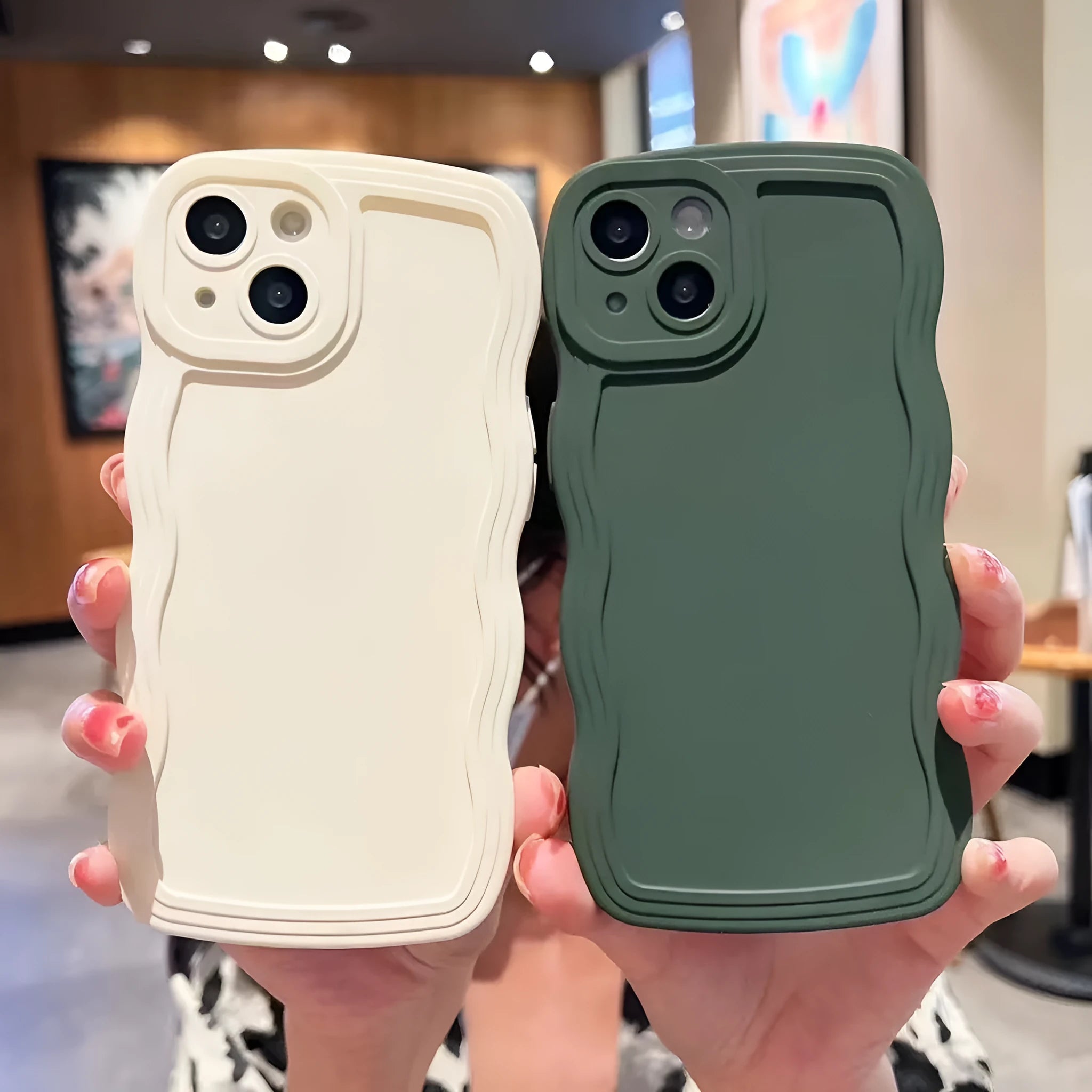 Big Wave Simple Anti-fall silicone phone case in solid colour for Apple iPhone, rear view showing camera cutout