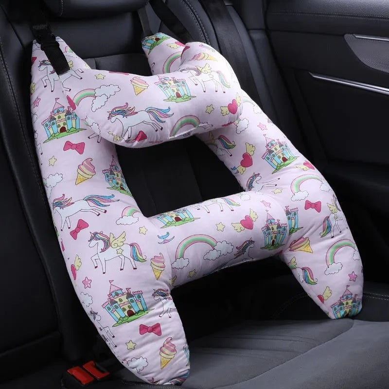 55x70cm car headrest sleeping pillow with pearl cotton filling in child-friendly patterns
