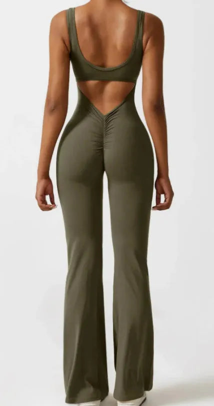Women's milk silk yoga bodysuit with seamless design and mid-waist trousers length