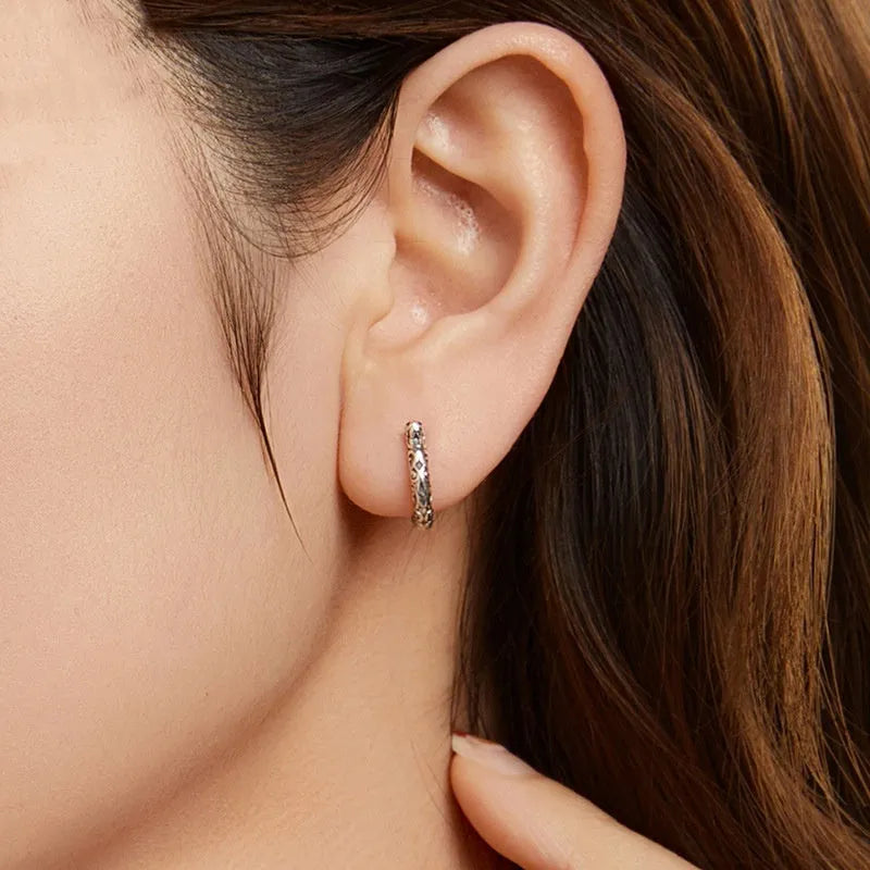 S925 sterling silver lucky horseshoe ear clip with grinding finish, U-shaped design, colour SCE1888, for women