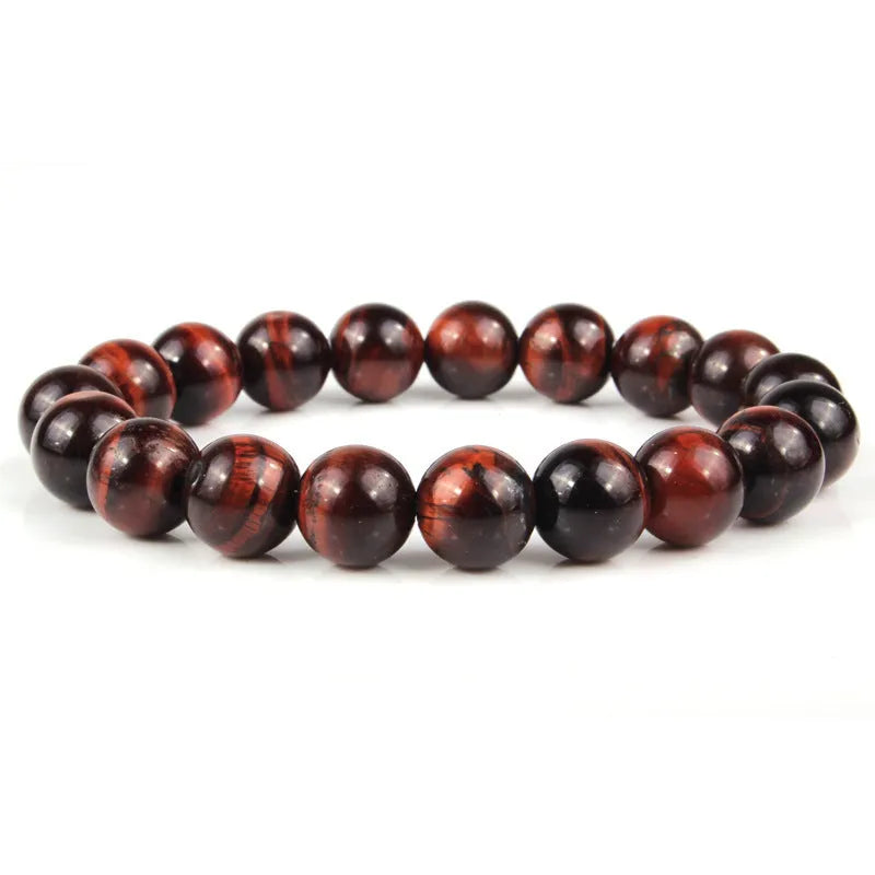 Natural tigereye crystal bracelet with geometric round beads in various colour options