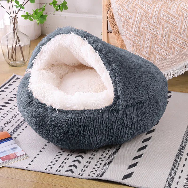 Waterproof cloth dog kennel in a semi-surrounded design shown in a gradient colour.