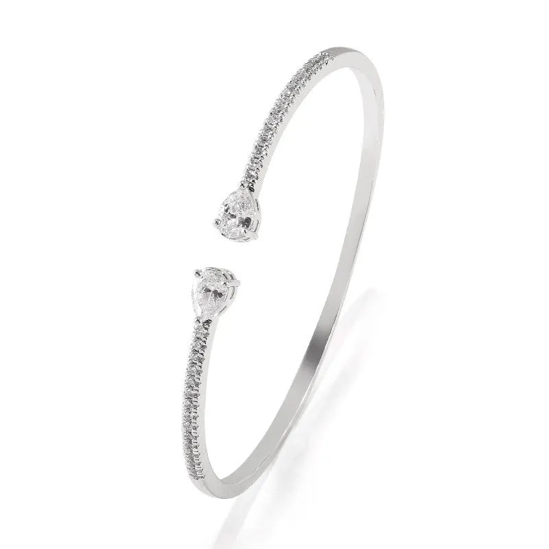 Personalised multi-zircon fashion bracelet on copper band in white and blue colour options