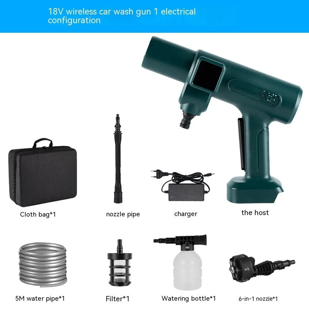 Brushless water gun with stainless steel head 18V for car washing and house cleaning automatic impact 25m spray
