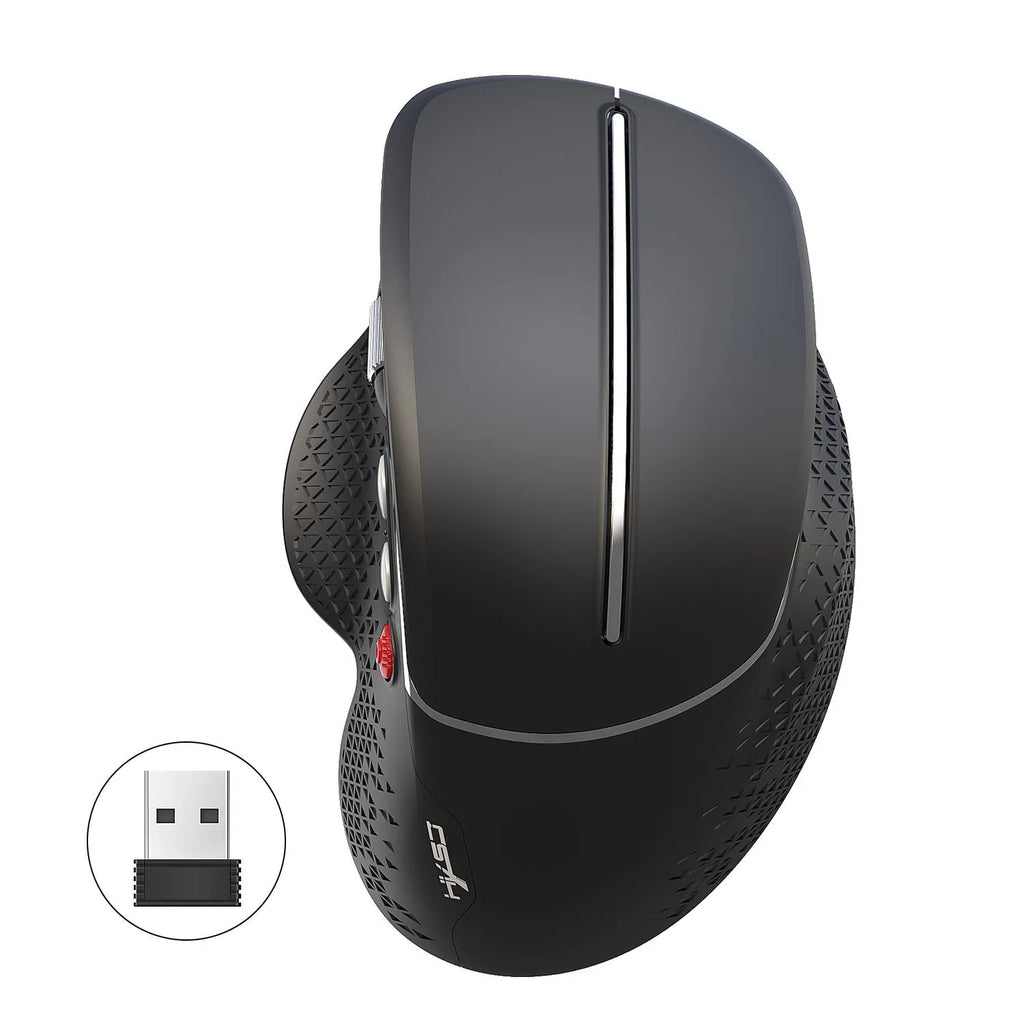 T32 wireless vertical ergonomic mouse in black matte finish showing aluminium side roller and vertical design