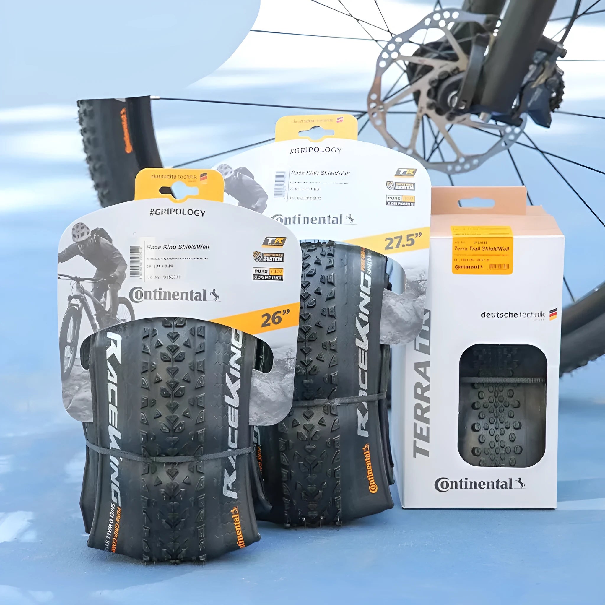 Mountain bike folding outer tyre replacement with 180 TPI construction in yellow and white colours