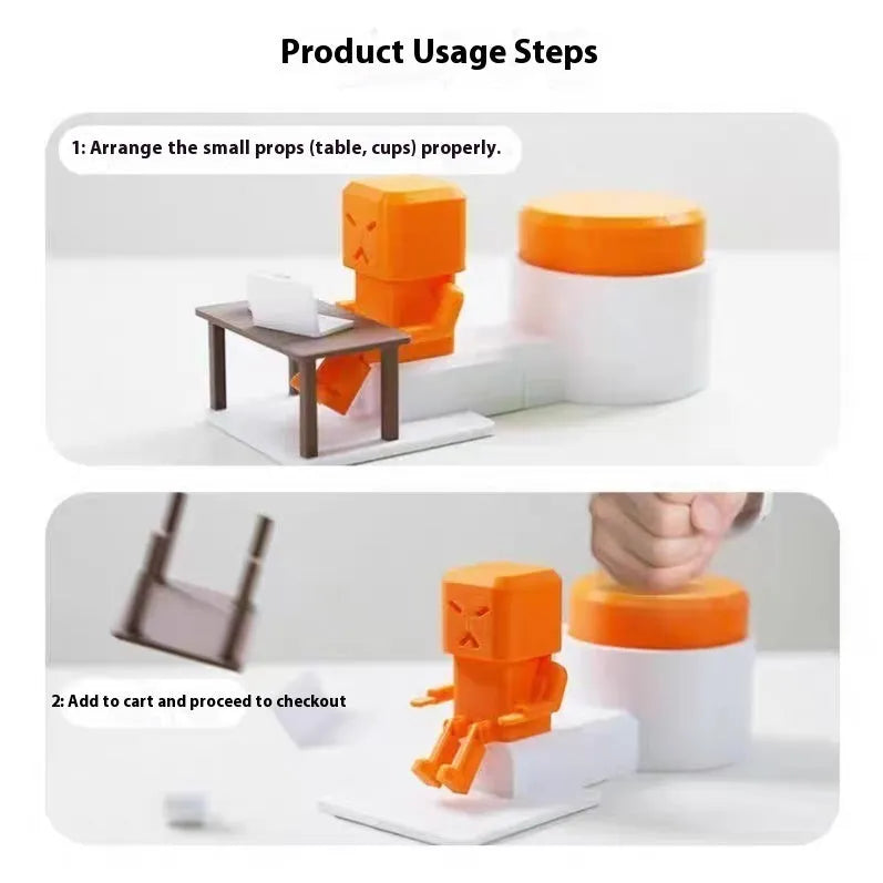 Orange plastic vent-themed table spinning decompression fidget toy on a desk.