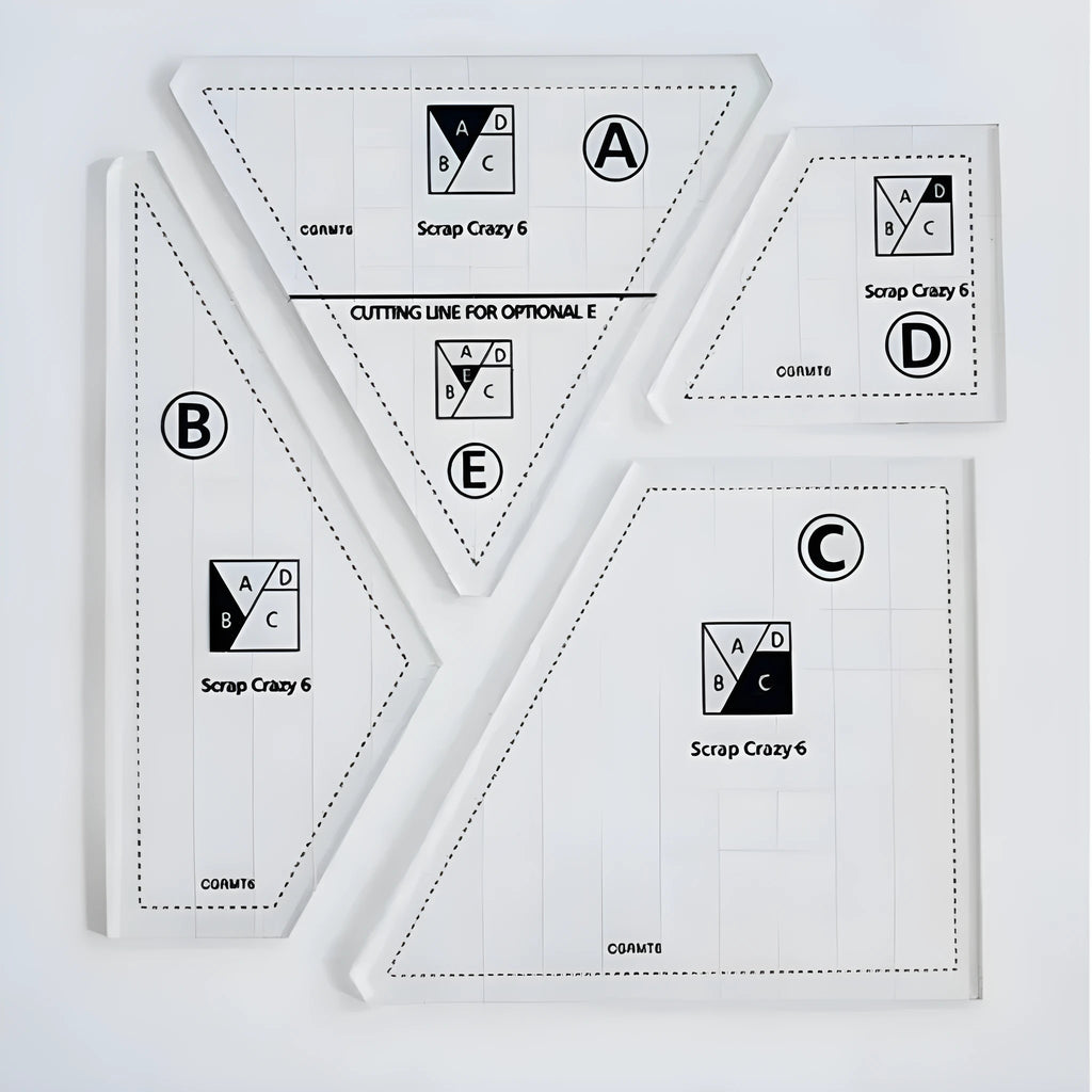 Acrylic patchwork ruler set with triangle rulers in 6, 8, and 10 inches