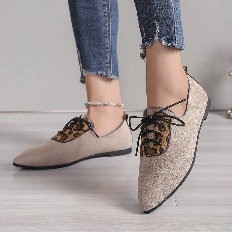 Beige leopard print pointed toe pumps for women in plus sizes 36 to 43 with artificial PU upper