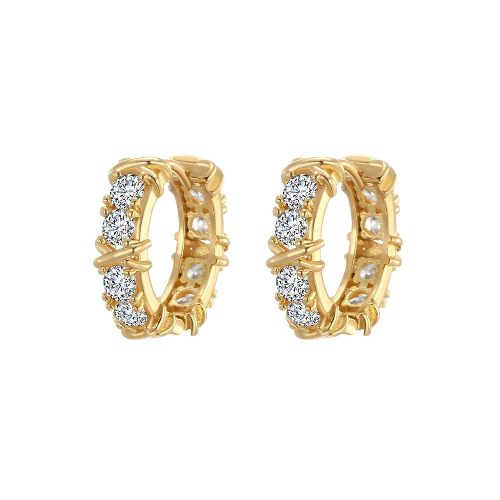 Geometric hexagonal clover cross earrings in silver and gold colour options