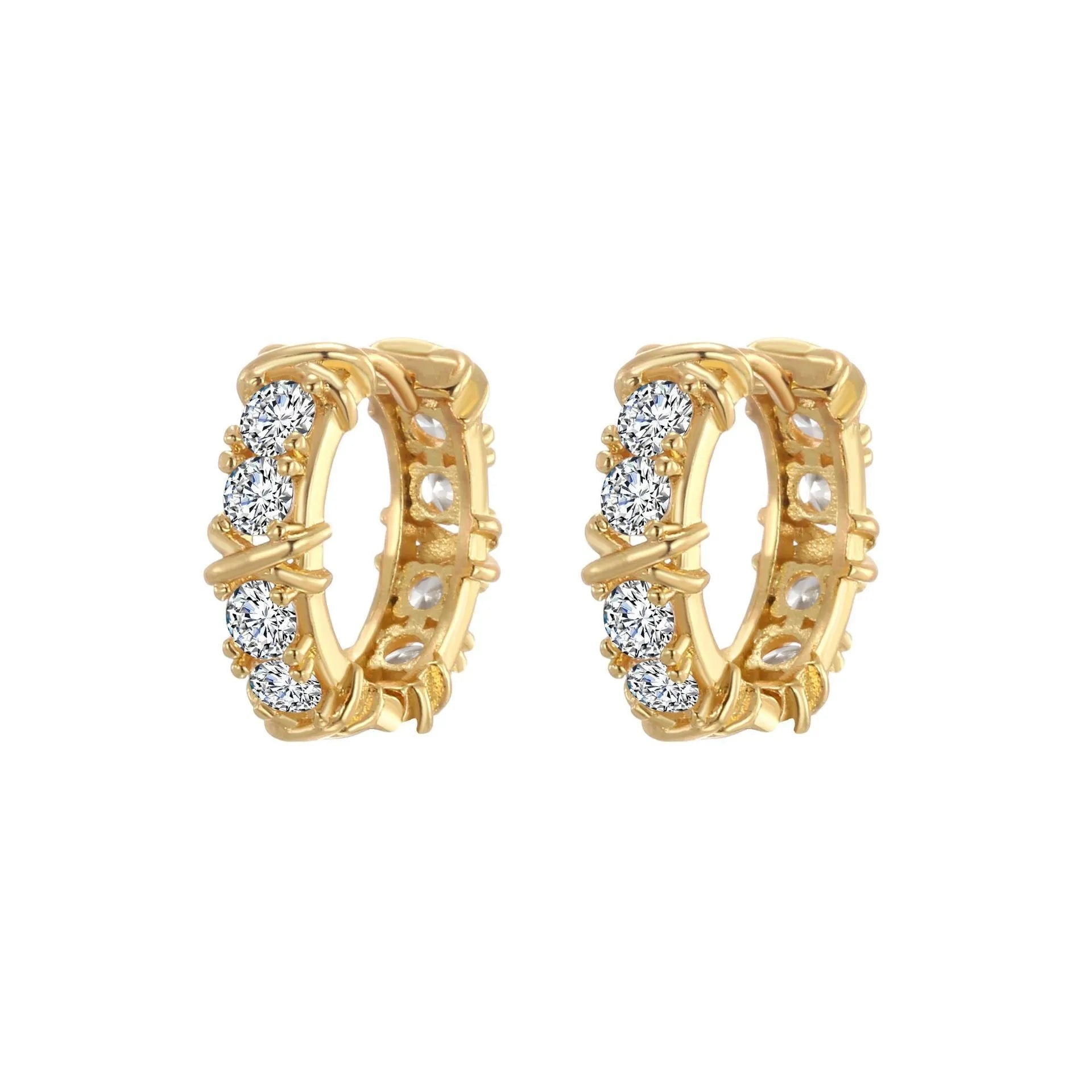 Geometric hexagonal clover cross earrings in silver and gold colour options