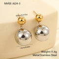 Stainless steel 18K gold electroplated colour-block round bead stud earrings geometric design