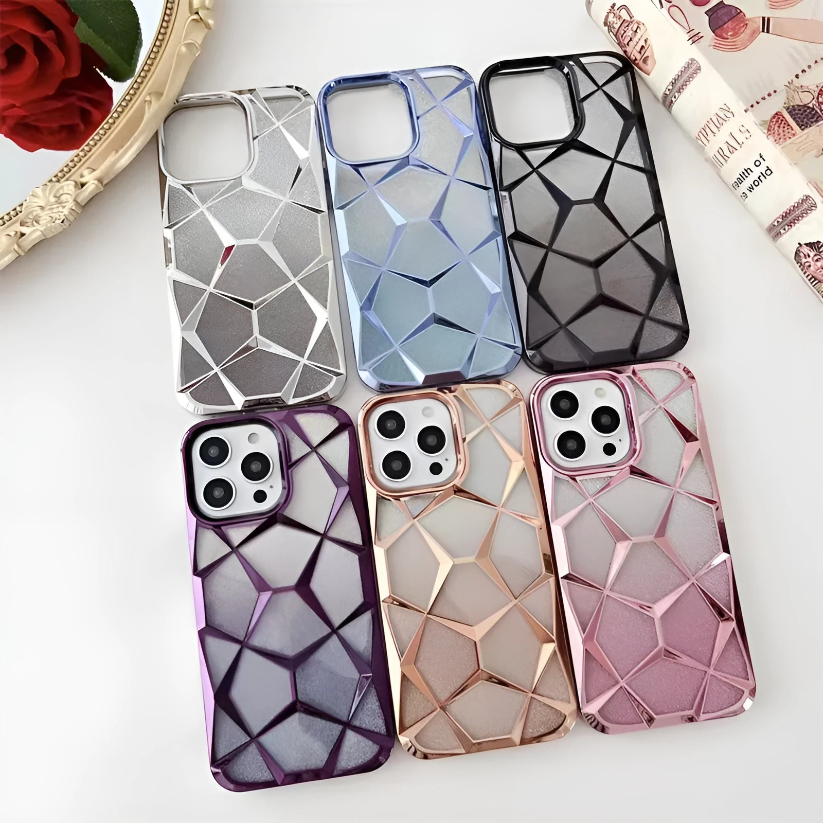 Gradient electroplating Water Cube phone case for iPhone with anti-fall TPU back cover in purple colour