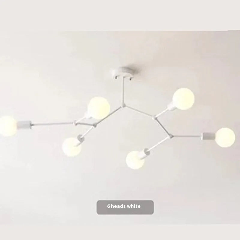 Iron chandelier ceiling lamp in Nordic style with multiple head options