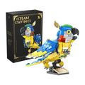 Steampunk macaw building block model in colour box packaging, 27cm size